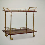 1960s Aldo Turo Lacquered Goatskin Two Tiered Bar Cart