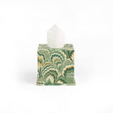 MARBLED SQUARE TISSUE BOX - GREEN GOLDEN PEACOCK