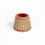 Block Printed Poldina Lampshade Cover-Red/Ochre Floral Stripe