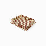 BLOCK PRINTED SCALLOPED TRAY - OCHRE BROWN CLASSIC STRIPE