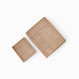 BLOCK PRINTED SCALLOPED TRAY - OCHRE BROWN CLASSIC STRIPE