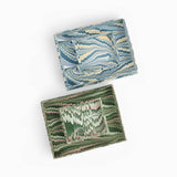 Hand Marbeled Scalloped Tray Set - Green Mountain