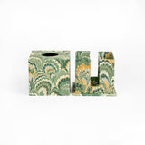 MARBLED SQUARE TISSUE BOX - GREEN GOLDEN PEACOCK