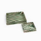 Hand Marbeled Scalloped Tray Set - Green Mountain