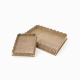 BLOCK PRINTED SCALLOPED TRAY - OCHRE BROWN CLASSIC STRIPE