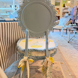 Oly Studio Outdoor Chair in Blue with Custom Schumacher Cushion
