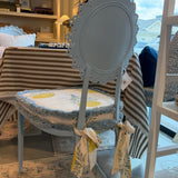 Oly Studio Outdoor Chair in Blue with Custom Schumacher Cushion