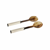 Variegated Horn with Bone Handle Salad Server