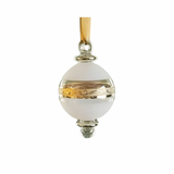 White Egyptian Hand Blown Small Globe Ornament w/ Geometric Design