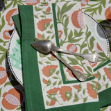 Grenadine Orange & Green French Handblock Napkin