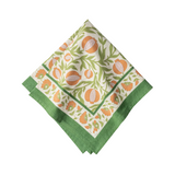 Grenadine Orange & Green French Handblock Napkin