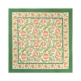 Grenadine Orange & Green French Handblock Napkin
