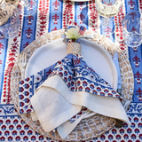 Avignon Red & Blue Handblock Napkin