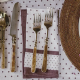 Linen Dinner Napkin - British Dot in Aubergine