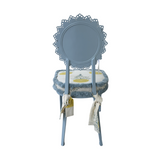 Oly Studio Outdoor Chair in Blue with Custom Schumacher Cushion