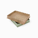 BLOCK PRINTED SCALLOPED TRAY - OCHRE BROWN CLASSIC STRIPE