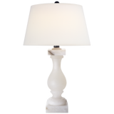 Balustrade Table Lamp in Alabaster with Linen Shade