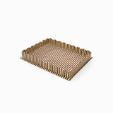 BLOCK PRINTED SCALLOPED TRAY - OCHRE BROWN CLASSIC STRIPE