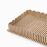 BLOCK PRINTED SCALLOPED TRAY - OCHRE BROWN CLASSIC STRIPE
