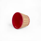Block Printed Poldina Lampshade Cover-Red/Ochre Floral Stripe